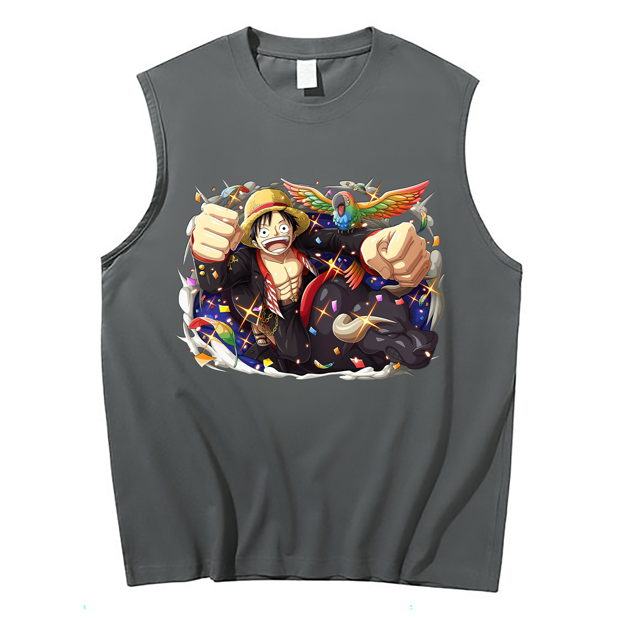 ワンピース モンキー・D・ルフィ ONE PIECE Monkey D. Luffy コットン100％タンクトップ（フロントプリント）
